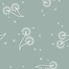 Dandelion for your design in abstract style. Abstract beautiful background. Natural background. Vector fabric texture. Floral seamless pattern in bloom. Modern art design.