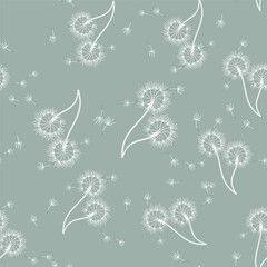 Fototapeta na wymiar Dandelion seamless background for cover, packaging, fabric decorative design. Abstract vector design element. Floral seamless background. Abstract texture.
