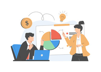 Workflow management business concept illustrations. Collection of scenes at office with men and women taking part