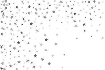 Abstract decorative pattern. Beautiful realistic banner with silver star of confetti on white background. Greeting card template. White background. Realistic vector illustration.