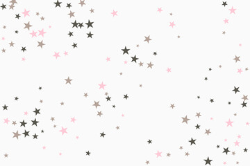 Fototapeta premium Silver star of confetti. Falling stars on a white background. Illustration of flying shiny stars. Decorative element. Suitable for your design, cards, invitations, gift, vip.