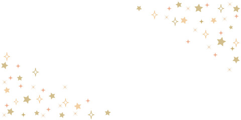 Gold stars background, golden stars glitter backdrop, starry sparkle border background, Christmas starry confetti decoration - vector
