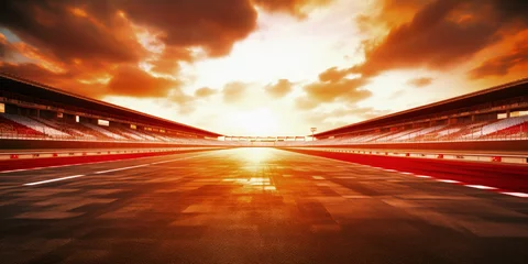 Poster F1 race track circuit road with motion blur and grandstand stadium for Formula One racing © Summit Art Creations