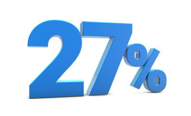 27 percentage sign isolated on transparent background. 27 percent off 3d. 70% png 3d. 3D rendering.	
