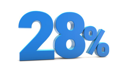 28 percentage sign isolated on transparent background. 28 percent off 3d. 28% png 3d. 3D rendering.	
