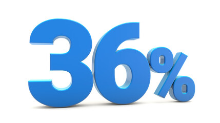 36 percentage sign isolated on transparent background. 36 percent off 3d. 36% png 3d. 3D rendering.	
