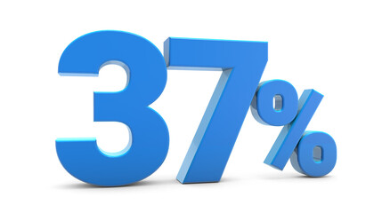 37 percentage sign isolated on transparent background. 37 percent off 3d. 37% png 3d. 3D rendering.	
