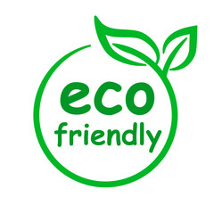 Eco friendly circle icon with leaves - stock vector