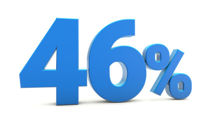 46 percentage sign isolated on transparent background. 46 percent off 3d. 46% png 3d. 3D rendering.	
