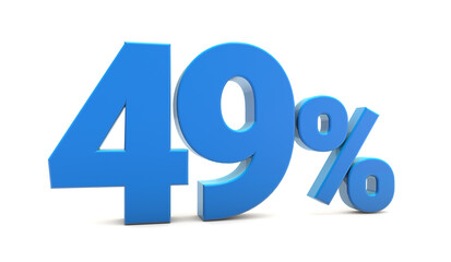 49 percentage sign isolated on transparent background. 49 percent off 3d. 49% png 3d. 3D rendering.	
