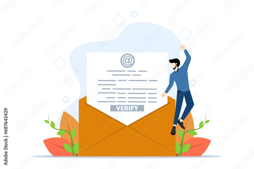 Poster email verification concept. get incoming email. send and receive verification emails. can be used fo