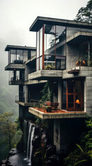 An architectural miracle. Unique building with futuristic design