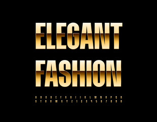 Vector chic icon Elegant Fashion. Glossy modern Font. Set of gold Alphabet Letters and Numbers