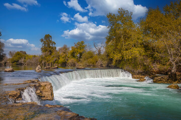 Manavgat Waterfall in Turkey. It is very popular tourist attraction.