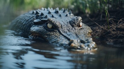 Fototapeta premium Close Up of Alligator in Water During Animal Rescue Operation