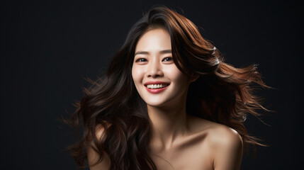Naklejka premium Japanese woman with a bright smile