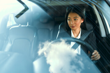 Woman sitting in a car