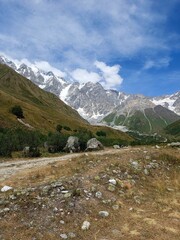 Fototapeta na wymiar road to Shkhara glacier, Svaneti, Georgia