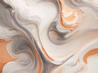 Creamy gray and muted orange fluid ink background generated by AI