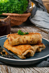 Croquettes with mushrooms and sauerkraut.