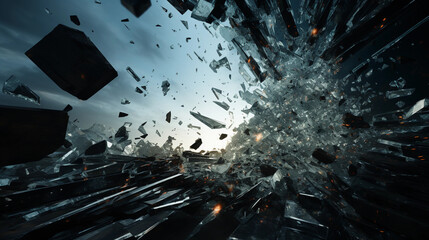 Dynamic Broken Glass Effect Simulating the Impact of a Projectile