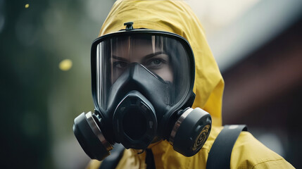 A guy from the pest control service takes center stage, donned in a white protective suit and mask