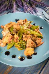 Fried chicken and vegetables