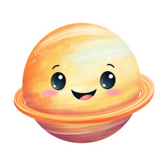 Watercolor Cute Space Object. Planet Clipart. Solar System Element. Hand Drawn Galaxy Element Illustration.