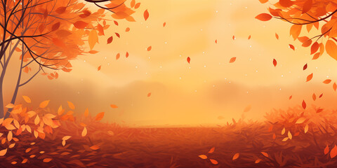 Autumn background, yellow leaves and trees