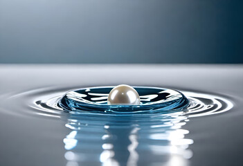 pearl surrounded by water splash in minimal style - obrazy, fototapety, plakaty