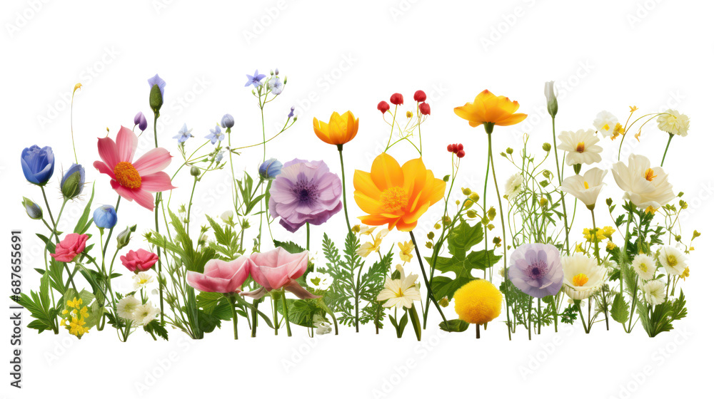 Wall mural Spring flower drawing in vintage style. Isolated on transparent background PNG file.