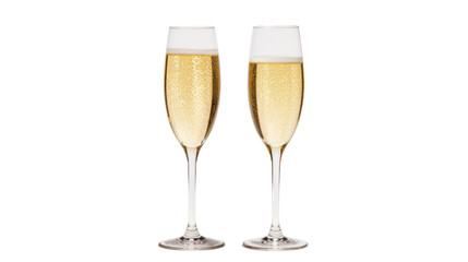 Two champagne glasses ready to welcome the new year. Isolated on transparent background PNG file.