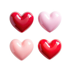 Hearts in plastic style, isolated on transparent background