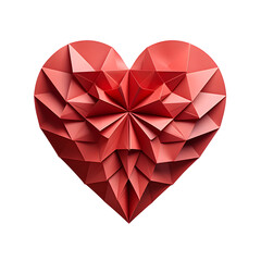 Naklejka na ściany i meble Red heart papercut style, 3d, transparent background, cutout. PNG