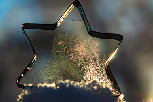 magical ice crystals in a Christmas style