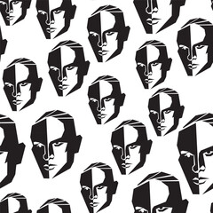 seamless pattern for portrait in vector.flat style poster stencil face.design for wallpaper backgrounds fabric print