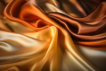 Silk satin exudes an impressive display of light brown, orange, gold, and yellow tones, presenting a charming transition of colors.