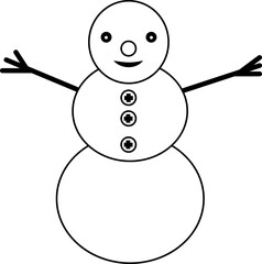 Cute Snowman Character, Black And White Coloring Page Outline Of A Snowman, Snowman wearing hat and scarf