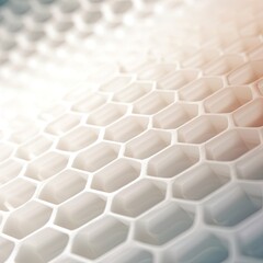 Honeycomb structure white fiber, solid color gradient background.