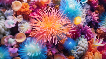 Obraz na płótnie Canvas Coral reef underwater abstract background marine ecosystem underwater sea view. Wallpaper