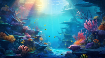 Fototapeta na wymiar Coral reef underwater abstract background marine ecosystem underwater sea view. Wallpaper