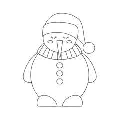 Christmas snowman in a scarf and hat. Winter holiday element.
