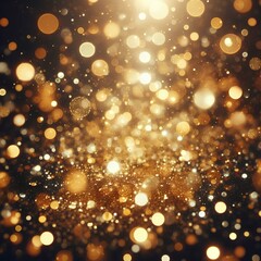 Fototapeta na wymiar Gold bokeh light background. Glowing bokeh confetti and sparkle texture overlay for your design. Sparkling gold and abstract golden. Generative AI. 