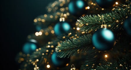 Fototapeta na wymiar a close up of artificial christmas tree glwt,