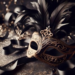 venetian carnival mask, glitter, generative AI