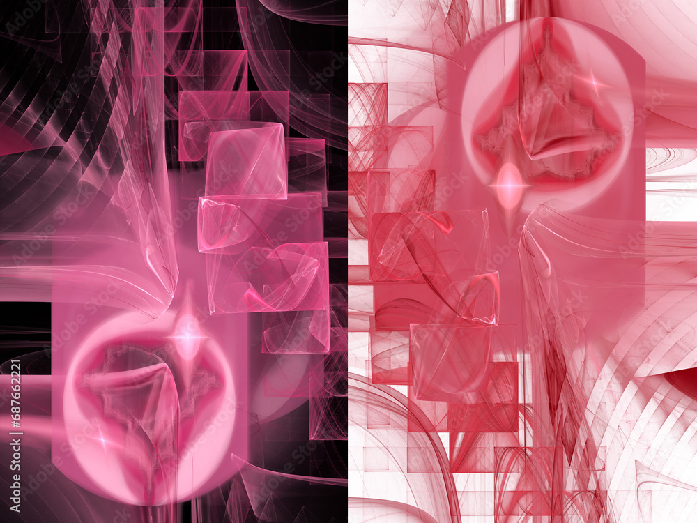 Aufkleber abstract airy, transparent geometric shapes create patterns on black and white backgrounds. two abst