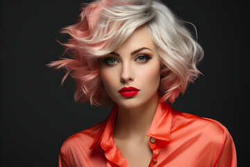 Fototapeta premium portrait of woman with bright make up