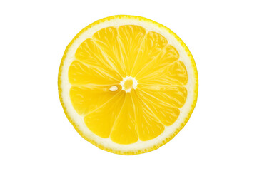 Vivid slice of lemon isolated on a transparent background, exemplifying freshness and citrus tang.