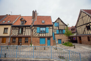 Old city houses in Amiens, France