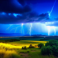 Electrifying Night Skyline: Witness the Dazzling Dance of Lights Amidst a Thrilling Thunderstorm!